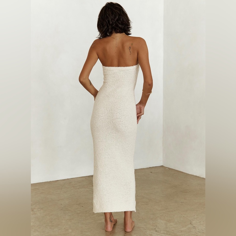 NWT Princess Polly Cloud Maxi Cream Dress Strapless Boucle Size 2 - Picture 7 of 14